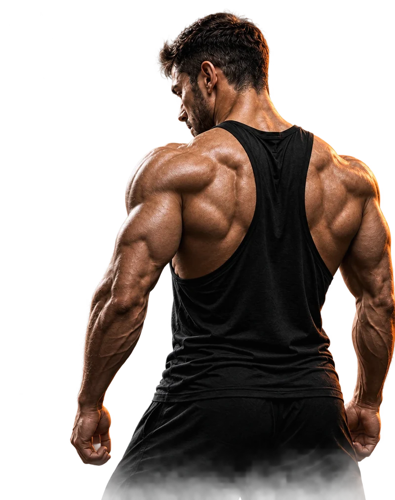 Athlete showing back and shoulder strength